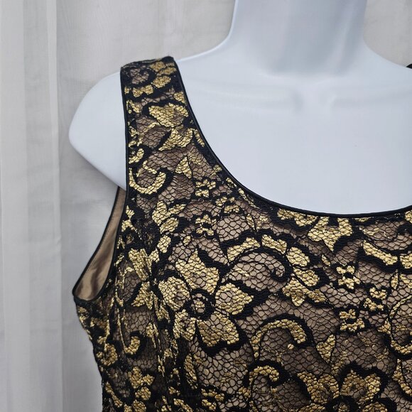 Black Gold Lace Tank Floral Goth Boho Whimsigoth Coquette Fairy Y2K 12 - Picture 2 of 10